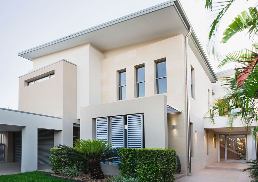 Stucco house with off-white color